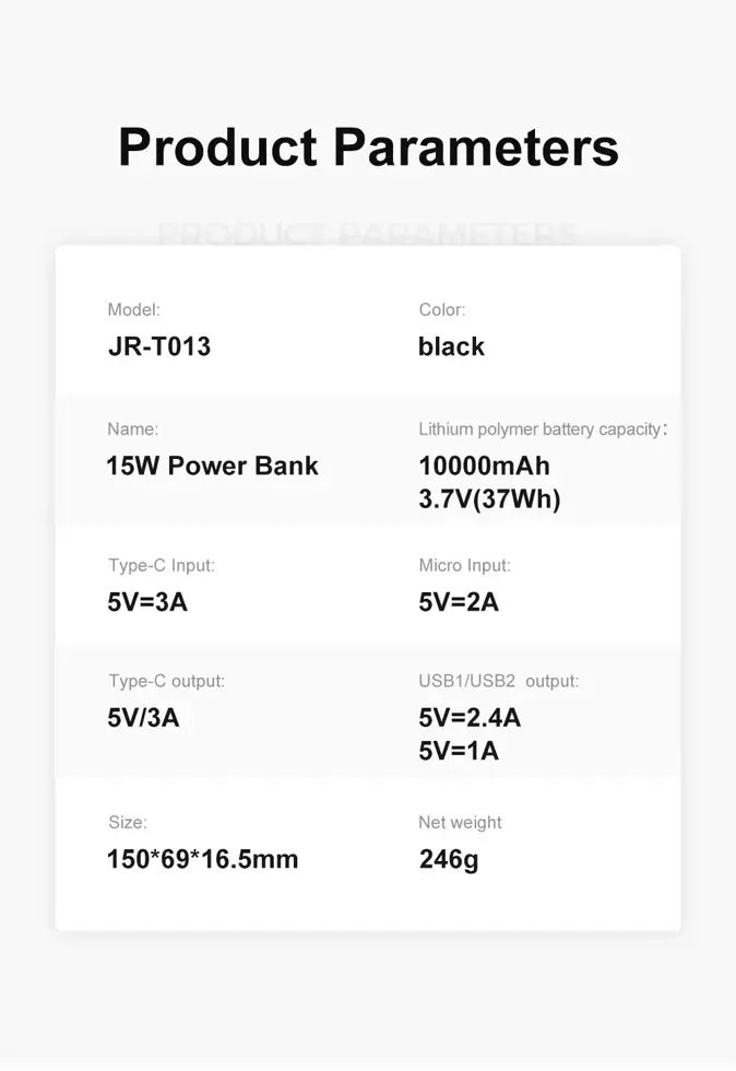Powerbank - 10000mAh - Zwart