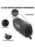 Noodradio® Solar Powerbank Opwindbaar