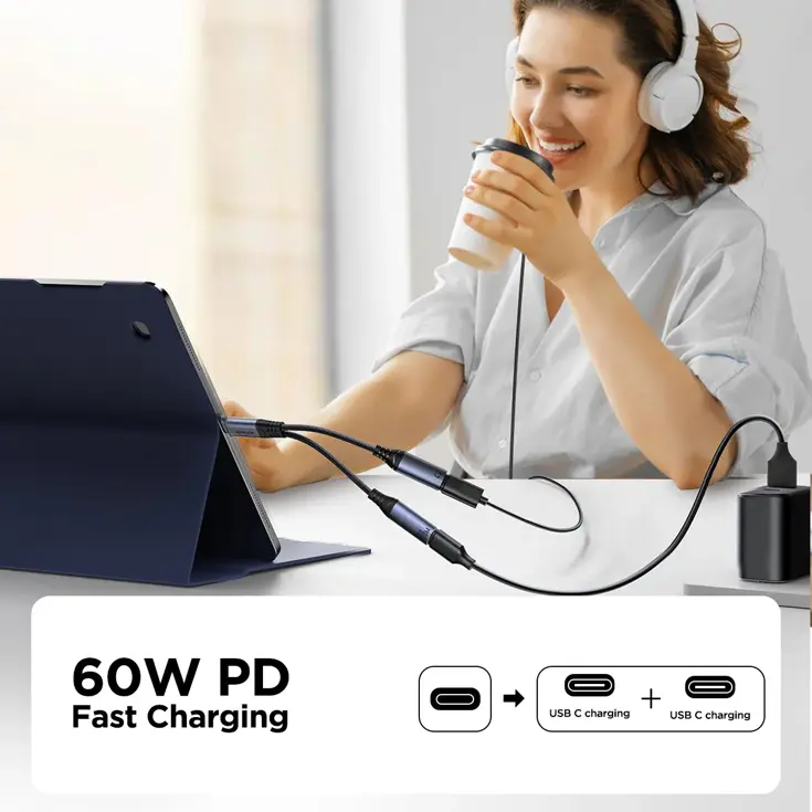 2-in-1 Audio Adapter - Zwart - Joyroom