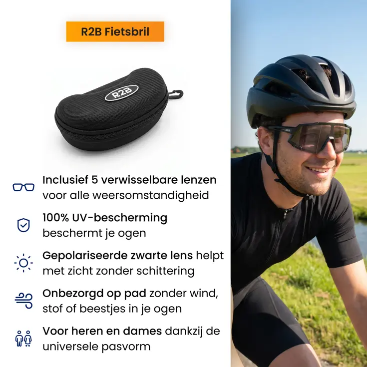 Fietsbril met 5 verwisselbare lenzen - sportbril