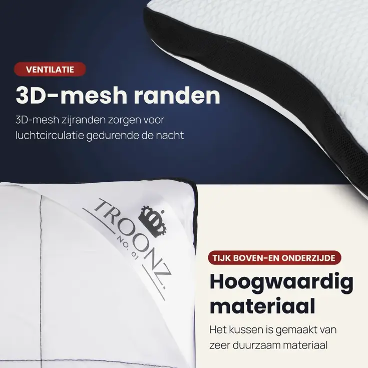 Troonz Rugslaap Hoofdkussen Plus Three