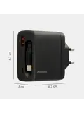 65W Oplader uittrekbare USB-C kabel USB-A + USB-C