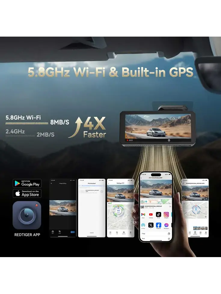 F77 V2 4K Touch Wifi GPS 2CH 256gb dashcam
