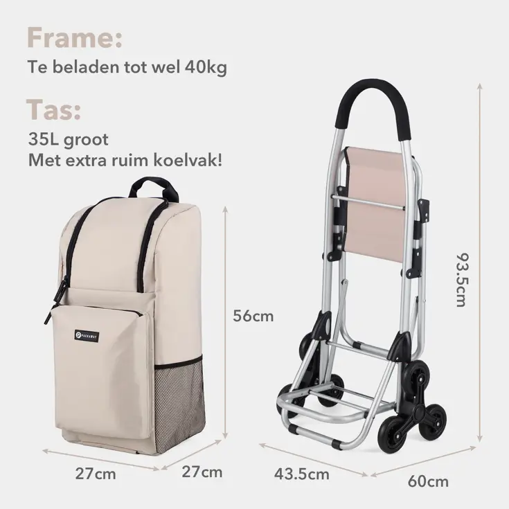 Boodschappentrolley 35L - Trapwielen