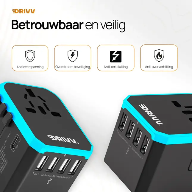 Universele Wereldstekker - Fast Charge
