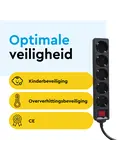 Stekkerdoos 5‑voudig met schakelaar – 1,4 m