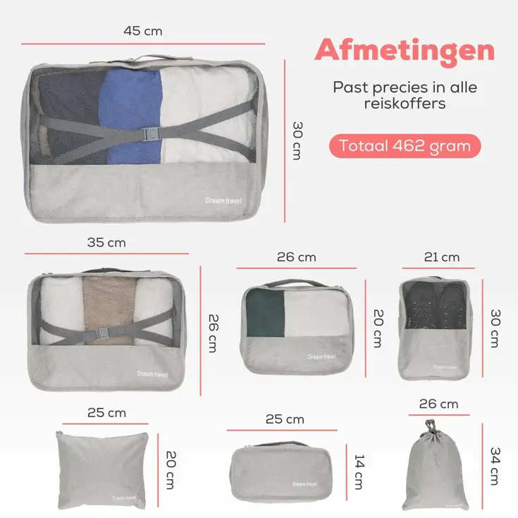 Packing cubes  7 stuks  complete set