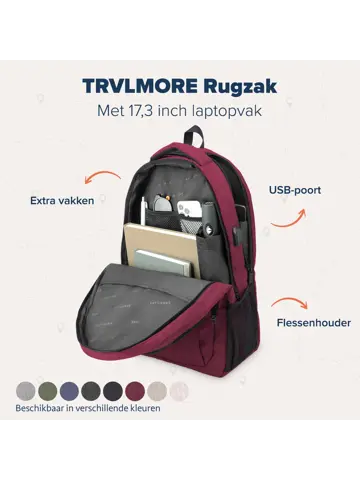 Rugtas – 36L – 17,3Inch – Burgundy