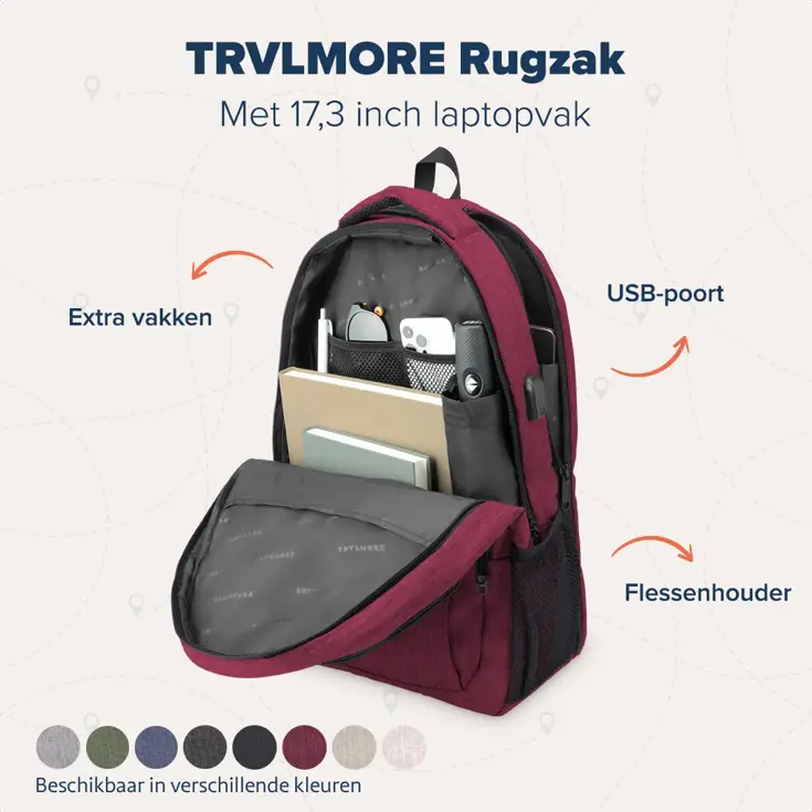 TRVLMORE Rugtas - 36L - 17,3Inch