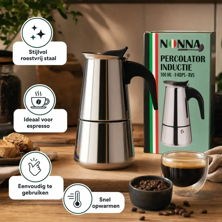Percolator - Inductie - 500ML - RVS