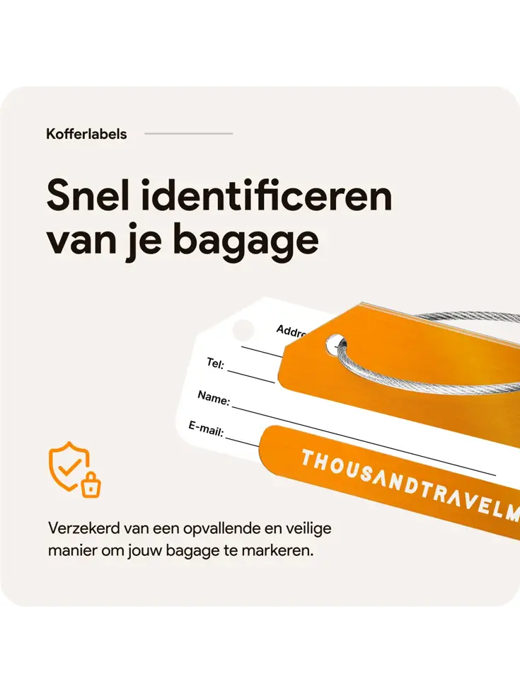 Aluminium kofferlabels – 4 stuks – Oranje