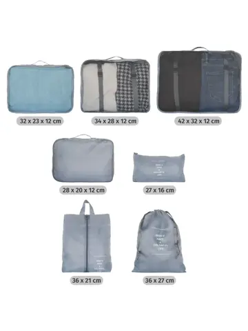 Koffer organizer - Set van 7 stuks Grijs