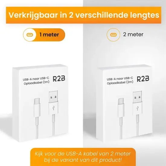 R2B USB-A naar USB-C Kabel - 1 Meter