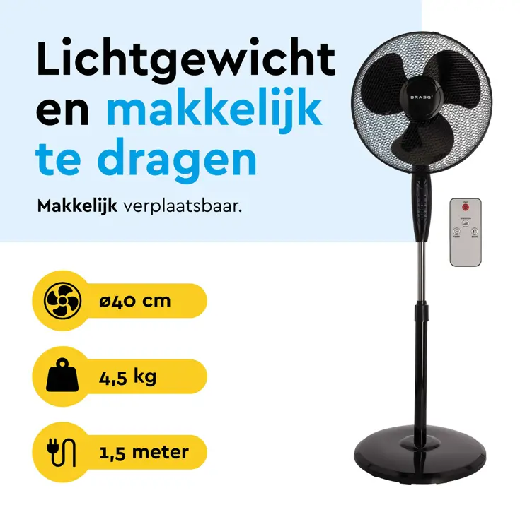 Statiefventilator met afstandsbediening - 40 cm