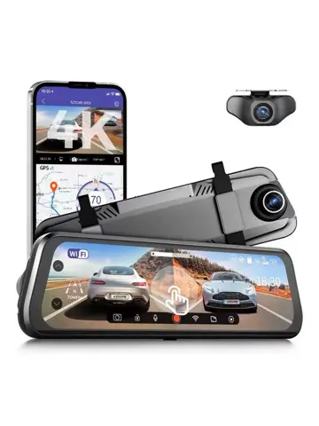 AR09 4K 2CH Full Mirror Wifi Touch dashcam