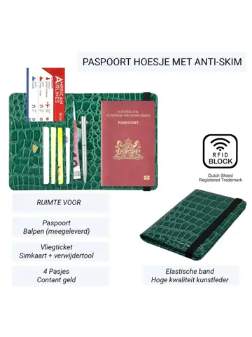 RFID Paspoort Hoes - Anti Skim - Krokodil Style