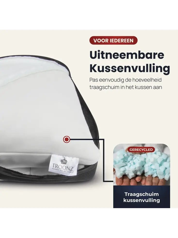 Troonz Rugslaap Hoofdkussen Plus Three