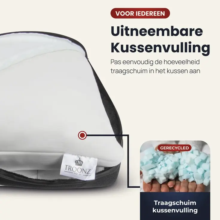 Troonz Rugslaap Hoofdkussen Plus Three