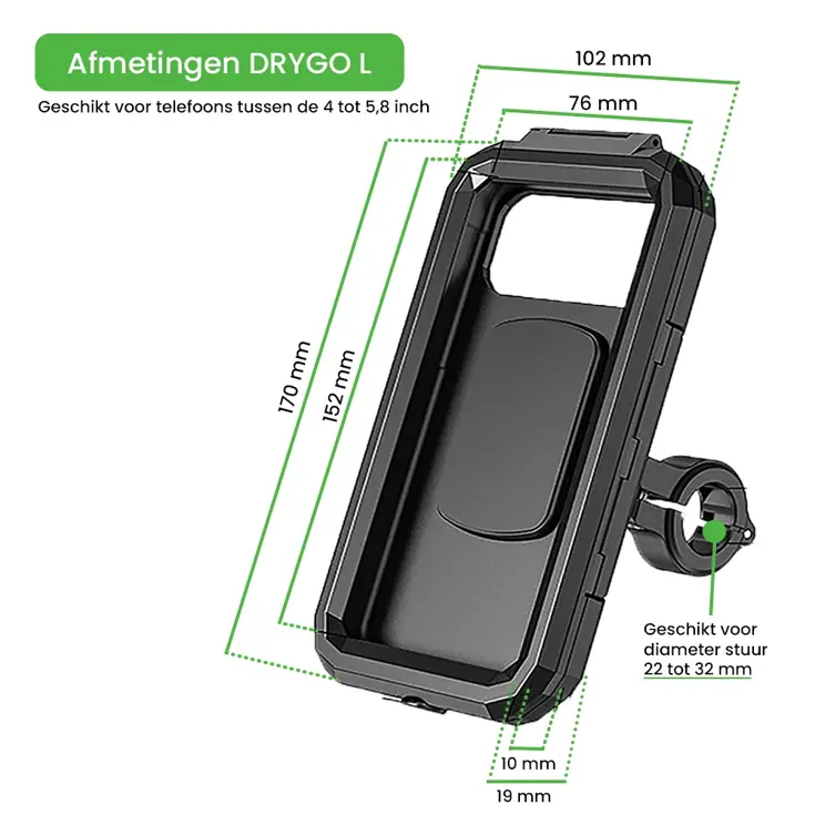 DRYGO Telefoonhouder Fiets Waterdicht – Maat L