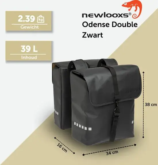 New Looxs fietstas dubbel Odense black 39L