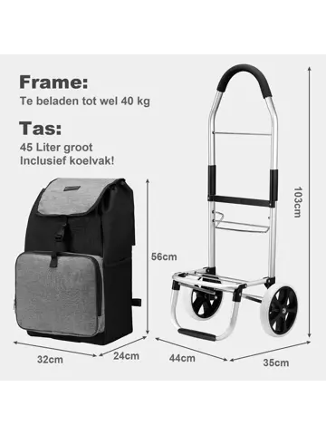 45L boodschappentrolley met koelvak