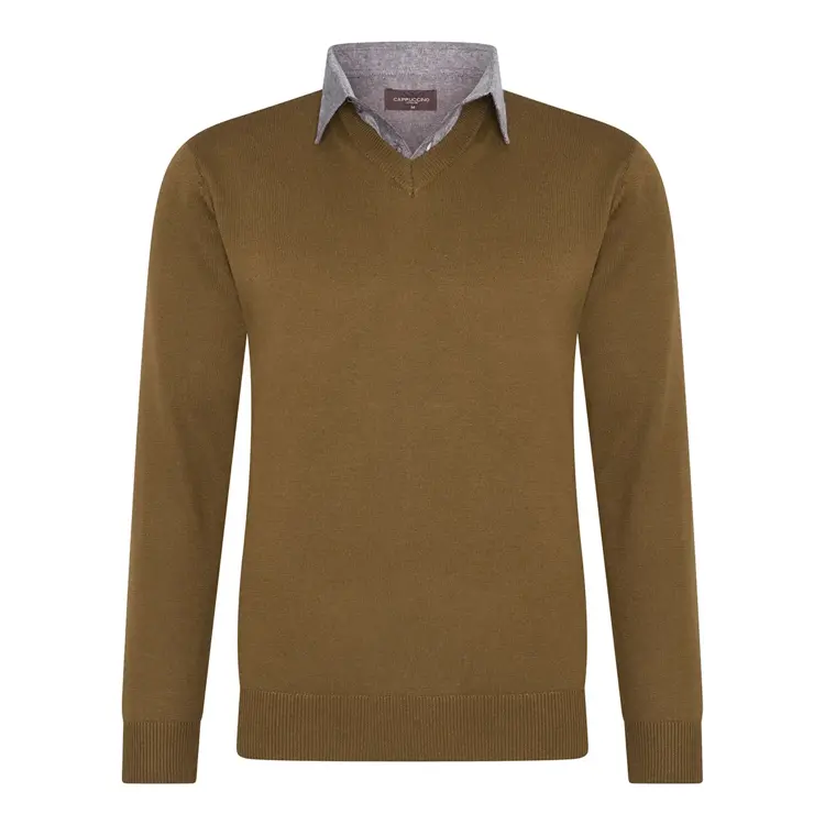 Heren Mock Pullover Cappuccino Italia