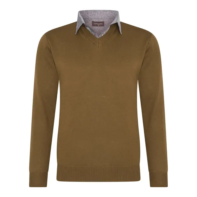 Heren Mock Pullover Cappuccino Italia