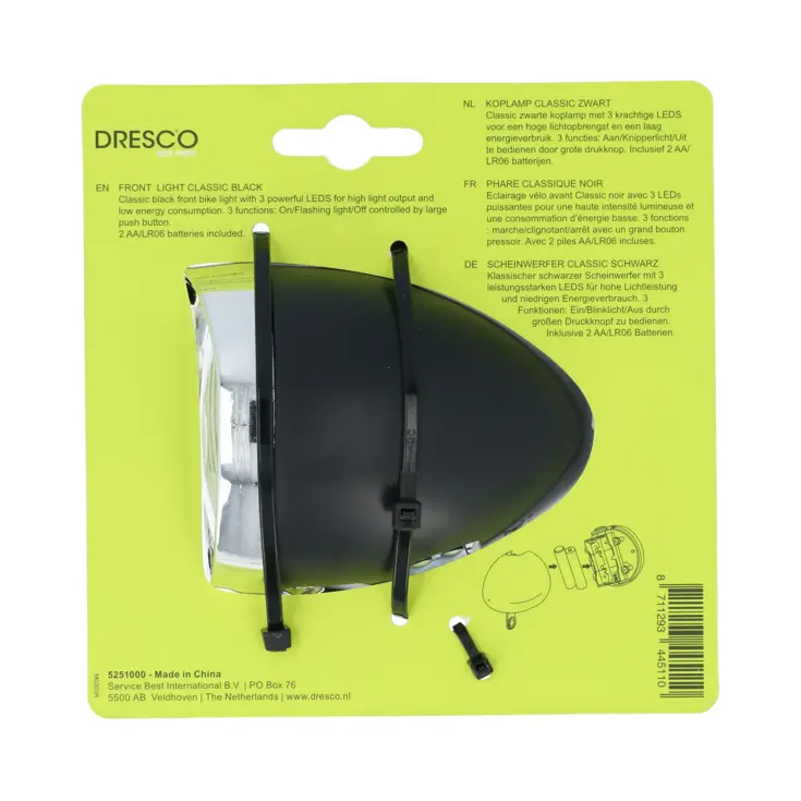 Classic zwarte koplamp met 3 krachtige LED's