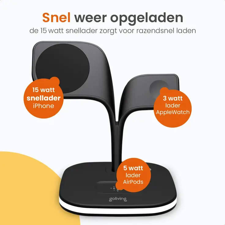 Draadloos Qi Oplaadstation 5-in-1 - 15W Snellader