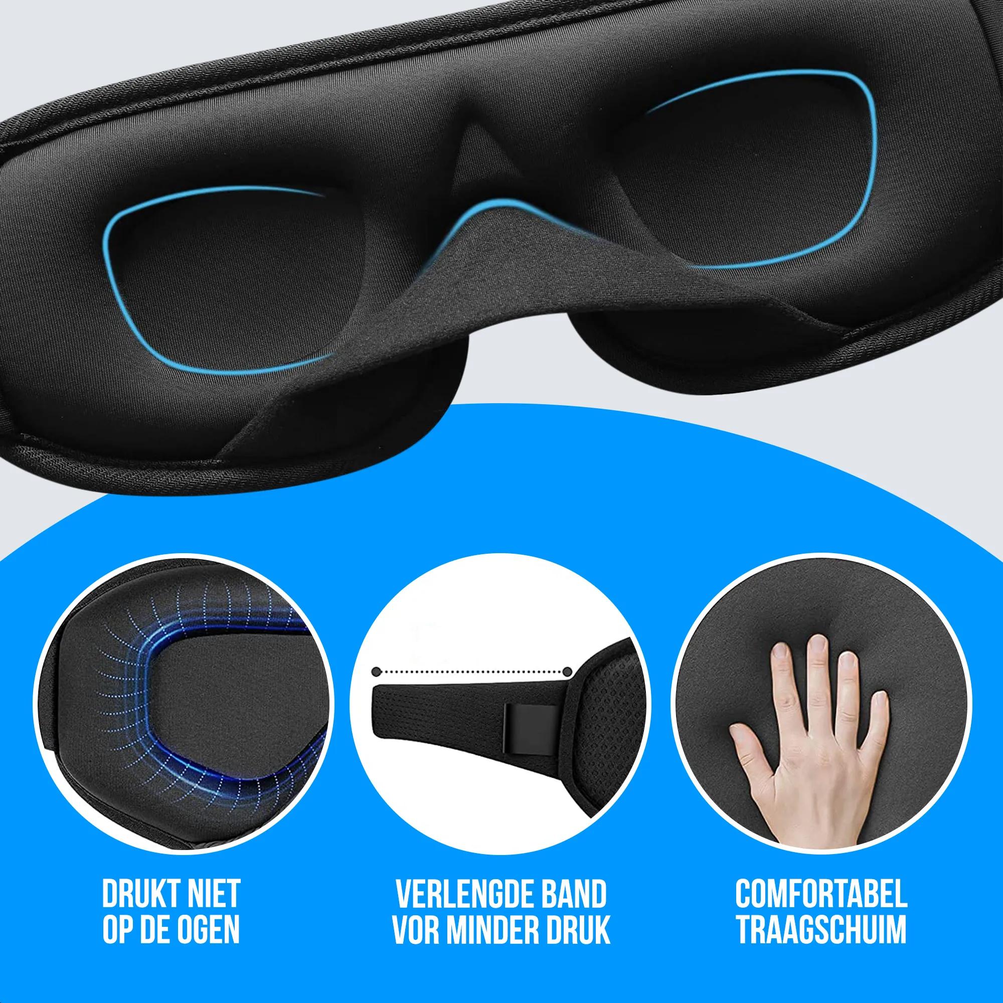 3D voorgevormd luxe blinddoek slaapmasker, oogmasker om te slapen, lichtblokkerende oogblinder met verstelbare riem voor mannen en vrouwen, zacht en comfortabel slaapmasker voor reizen in