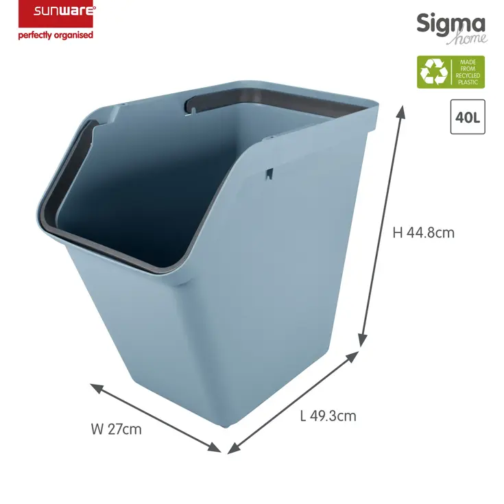 Sigma home - Prullenbak met deksel - 40L