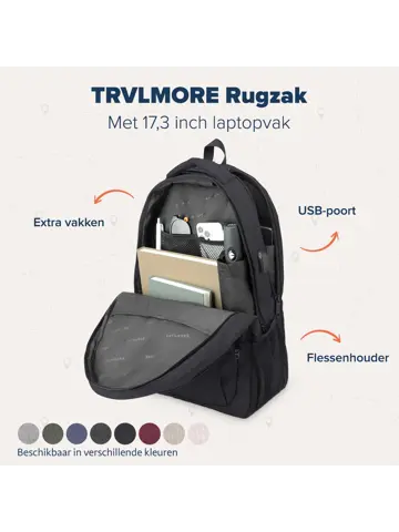 Rugtas – 36L – 17,3 Inch – Zwart