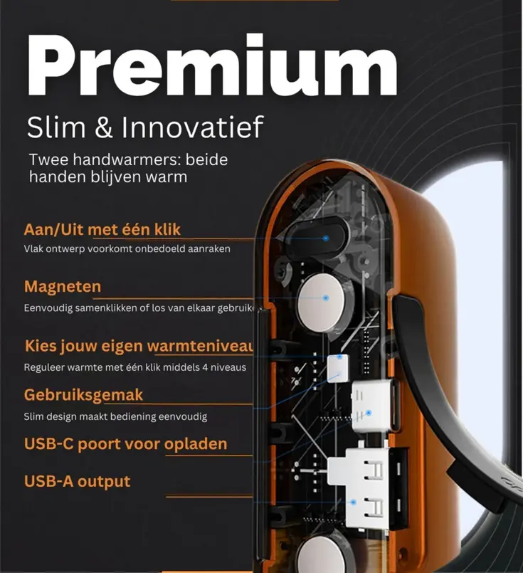 Herbruikbare Handwarmers met Powerbank