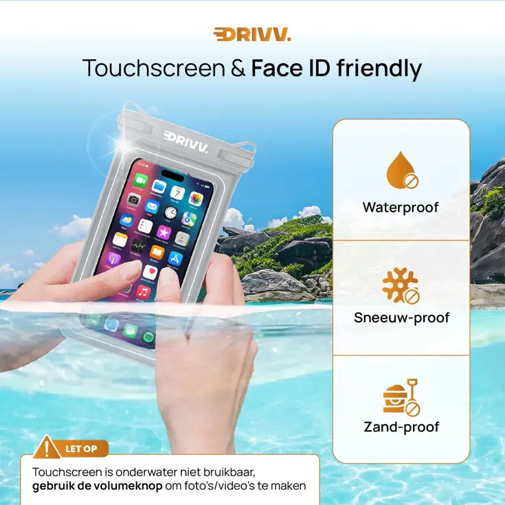 Drivv. Waterdicht Telefoonhoesje - 6.8" Grijs