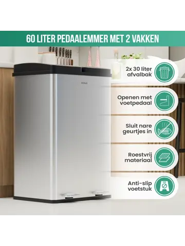 Avalo Prullenbak 2x30L - RVS
