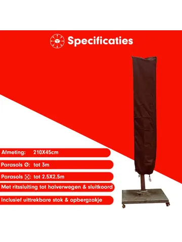 Zweefparasol hoes 210x45 cm - Redlabel