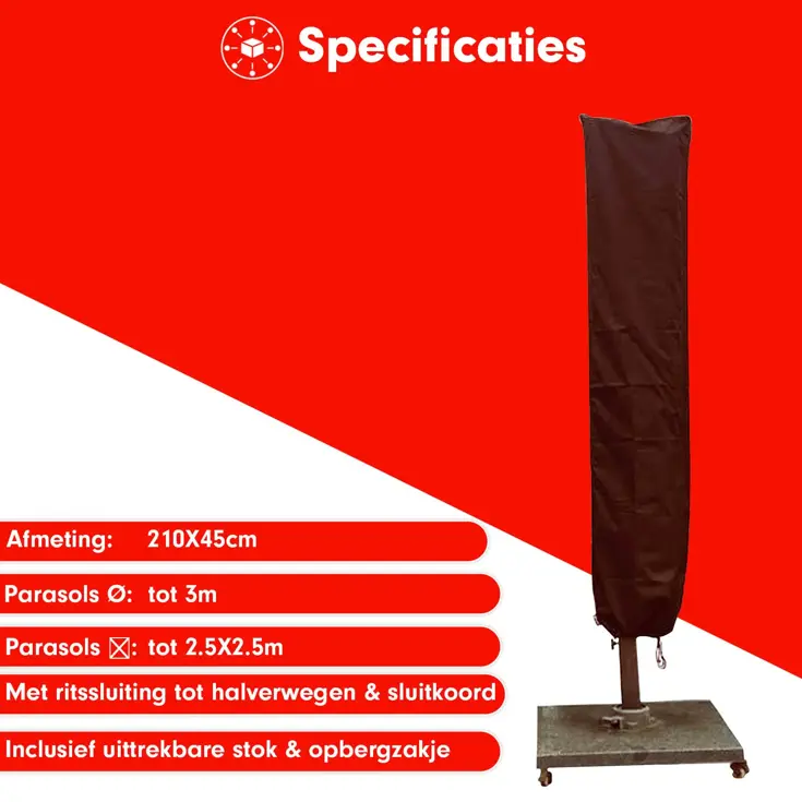 Zweefparasol hoes 210x45 cm - Redlabel