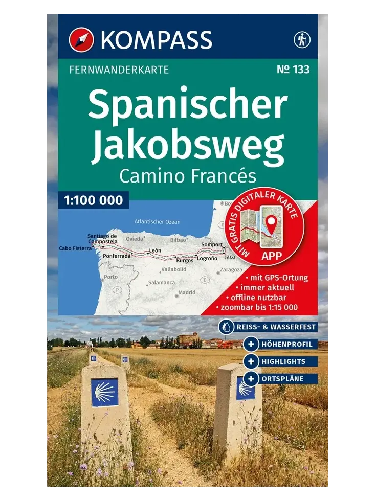 Wandelkaart WK133 Spanischer Jakobsweg