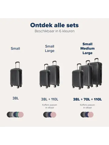 Kofferset – 3 Delig – 38L – Zwart