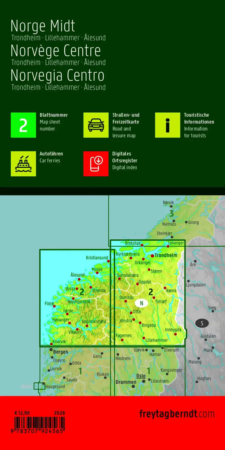 Wegenkaart Noorwegen 2 Midden
