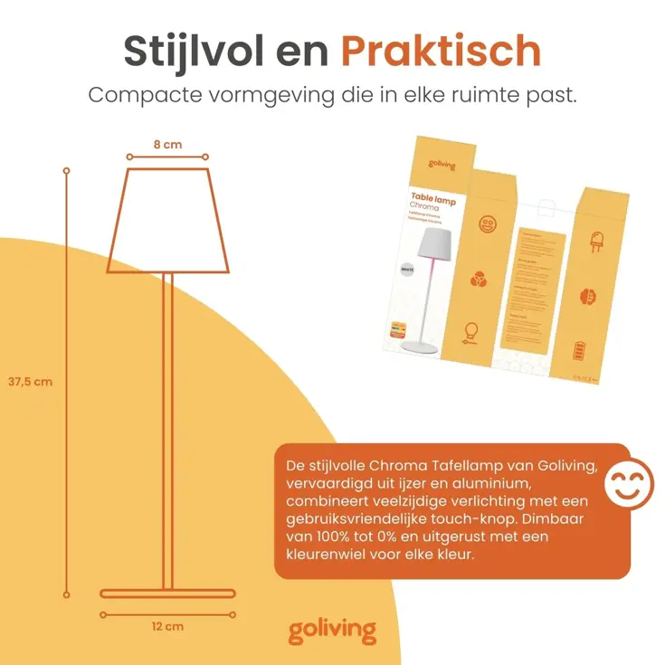 Chroma Tafellamp Oplaadbaar - 38cm - RGBW
