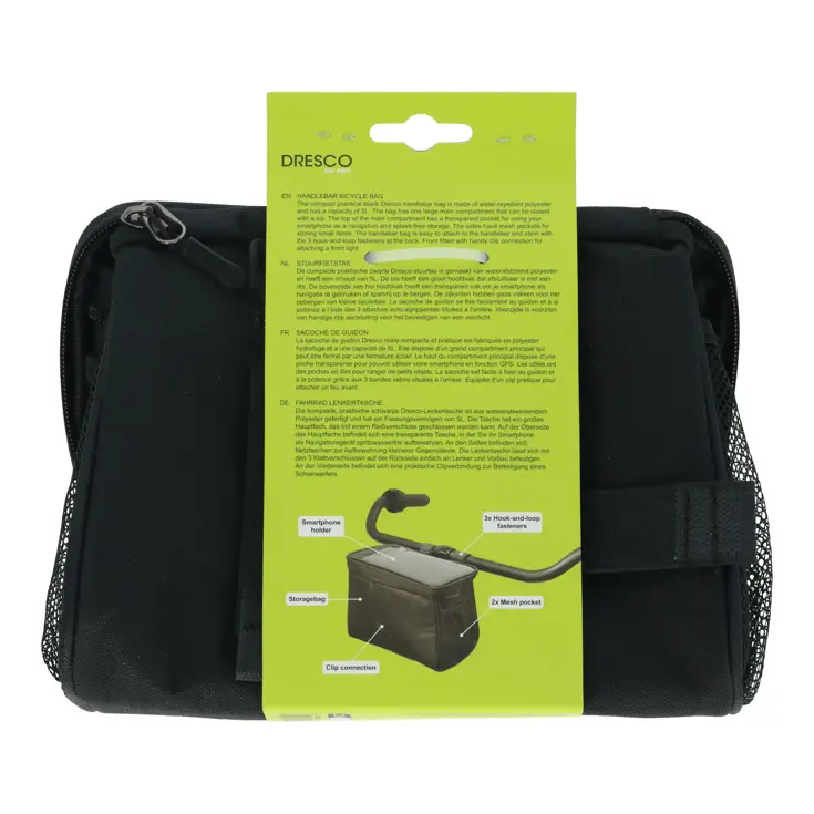 Compacte zwarte waterafstotende stuurtas 5L