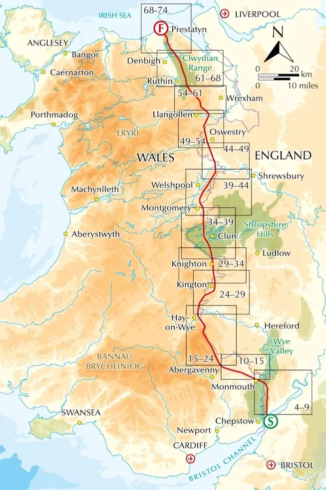 Kaartgids  Offa's Dyke Path Trail Map