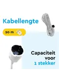 Verlengsnoer 20 m met randaarde voor binnen