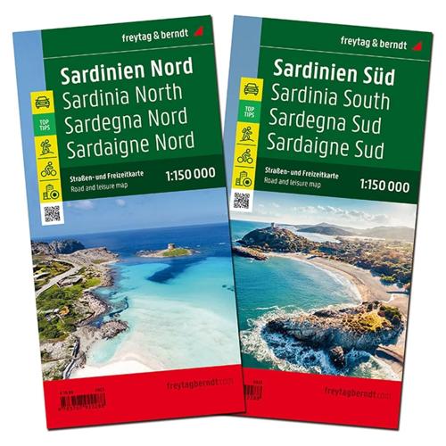 Wegenkaart Sardinië Noord en Zuid Set