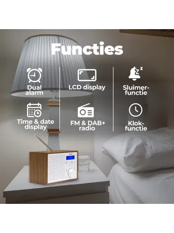 DAB46W DAB+/FM Radio Wekkerfunctie