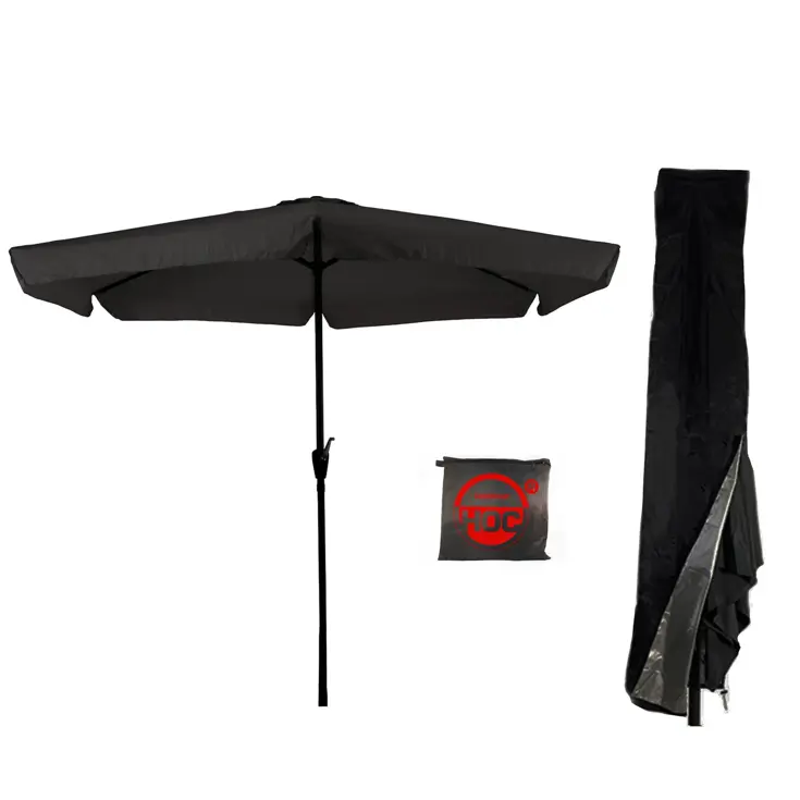 CUHOC Parasol Zwart 3m + Redlabel Parasolhoes
