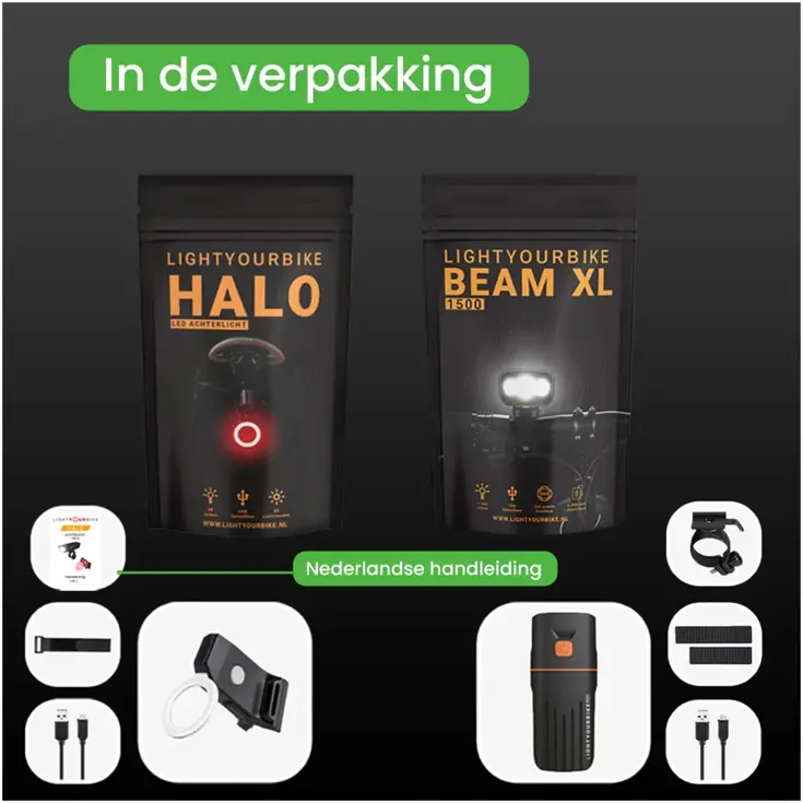 Fietsverlichting Set - 1.500 Lumen - Oplaadbaar