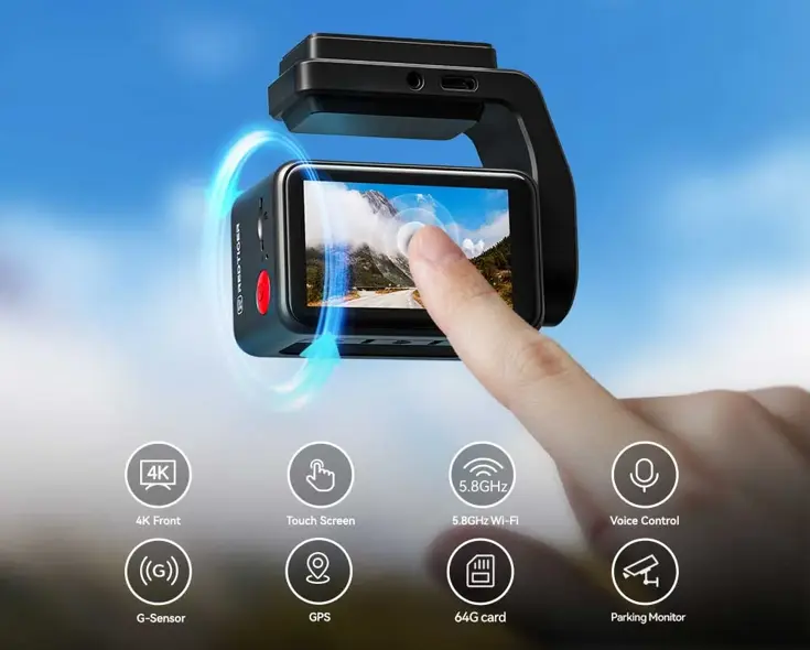 F4 Pro 2CH 4K Touch Wifi GPS 128gb dashcam