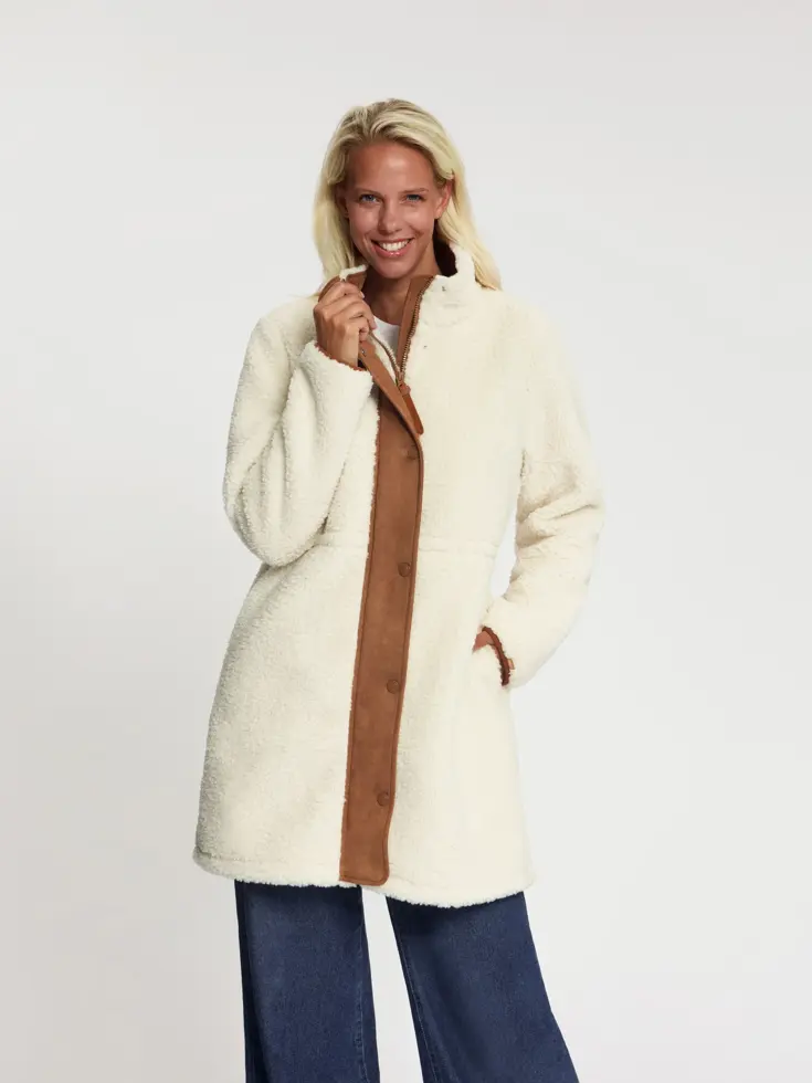 Ratan Dames - Lange Teddy jas